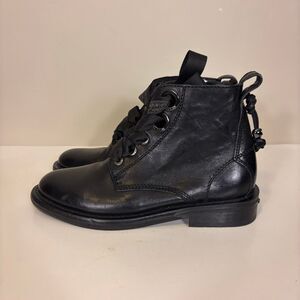 Zadig & Voltaire Black Leather Lace Up Combat Boots Size 37 = 7